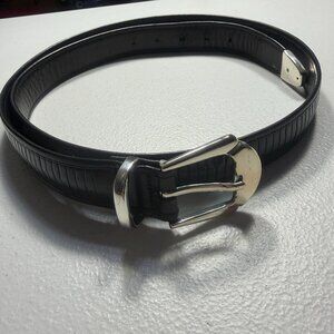 Mezlan Black Genuine Leather Belt Size 42 – Luxury Dress Belt with Silver Buckle